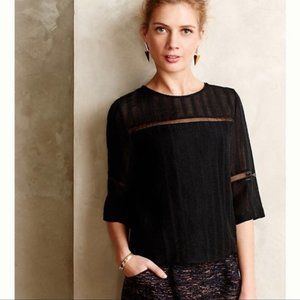 Anthroplogie Maeve Tracery Black Cutout Tee